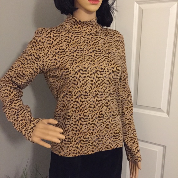 leopard print mock turtleneck
